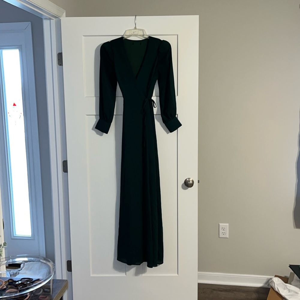 Long sleeve maxi wrap dress